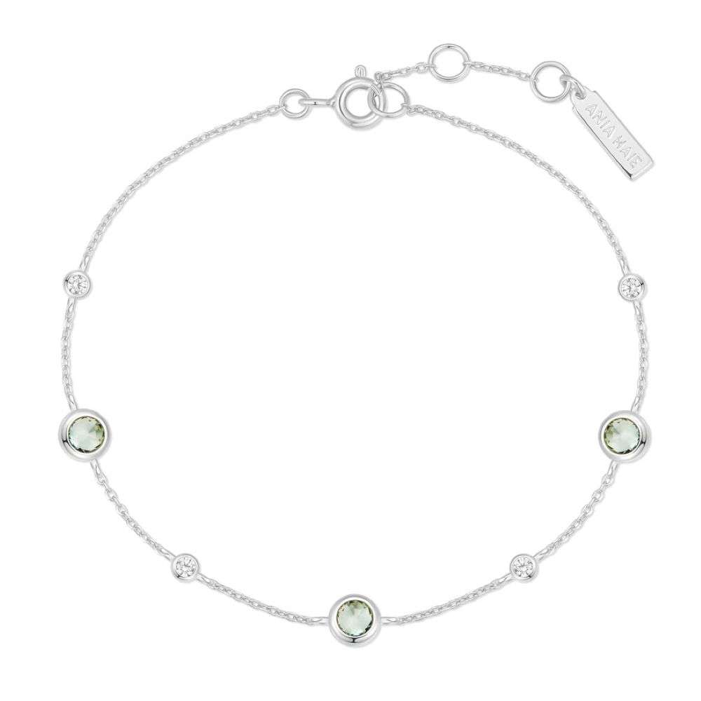 B073-06H Silver Mint Green Station Bracelet top image