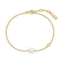 Ania Haie Silver Gold Luna Gaze Shell Pearl Bezel Bracelet B075-01G