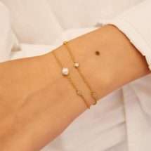 Ania Haie Silver Gold Luna Gaze Shell Pearl Bezel Bracelet B075-01G