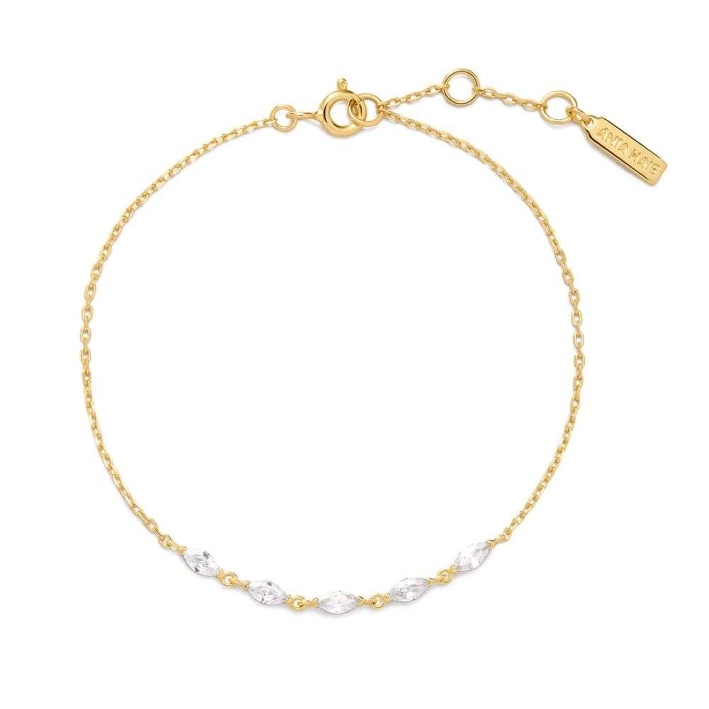 B075-03G Gold Quintet Marquise Bracelet top image