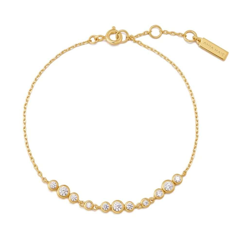 B075-06G Gold Graduated Bezel-Set Trios Bracelet top image B075-06G Gold Graduated Bezel-Set Trios Bracelet top image