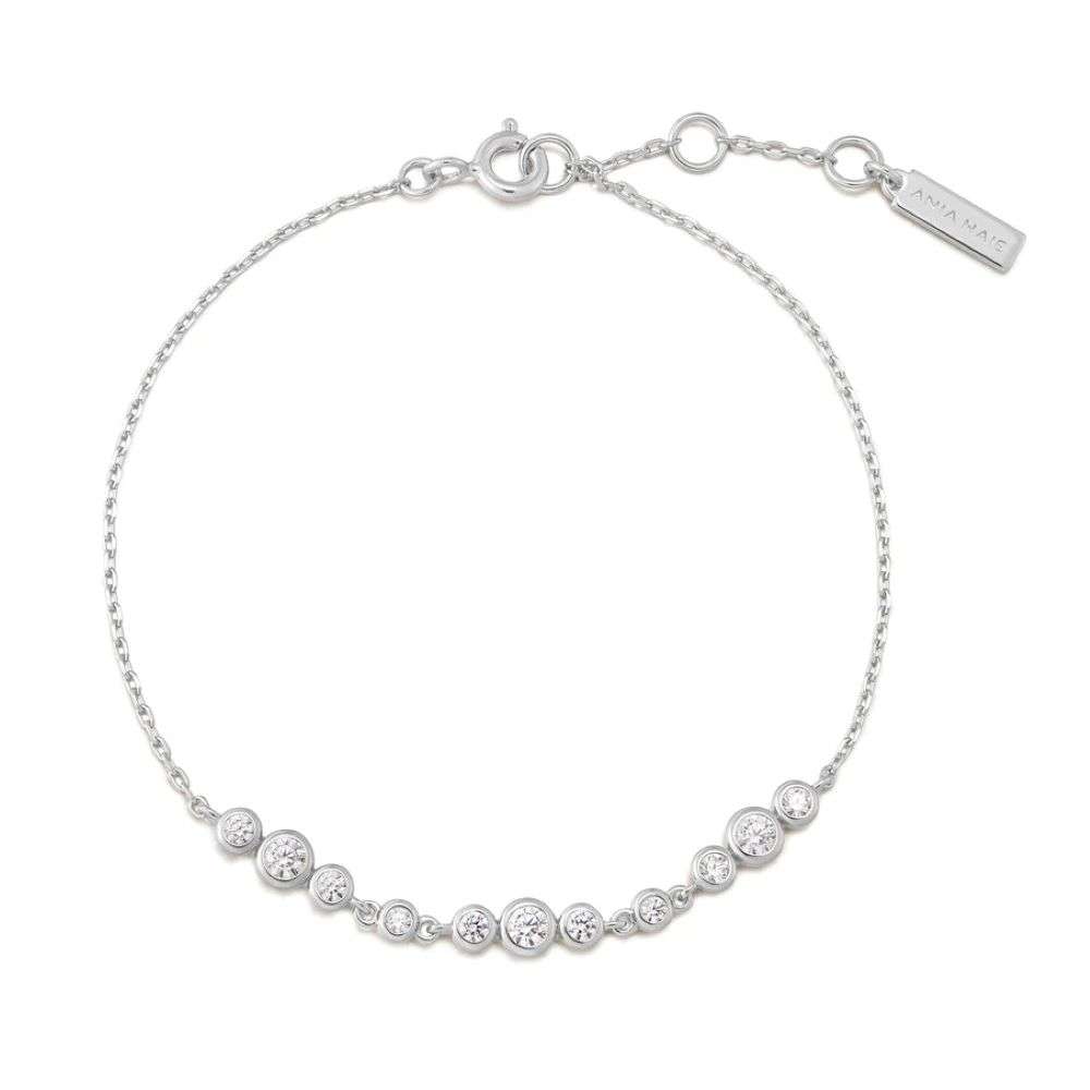 B075-06H Silver Graduated Bezel-Set Trios Bracelet top image