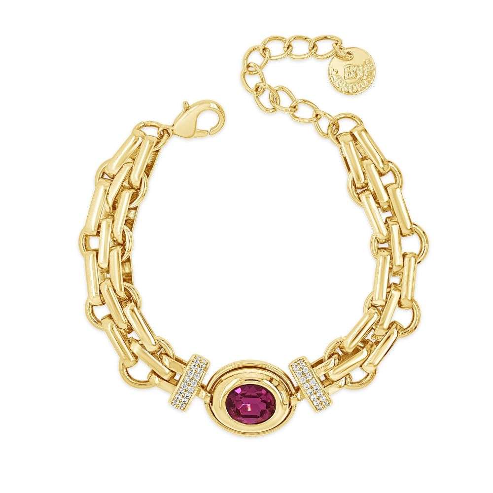 B2387FU Absolute jewellery gold panther link ruby cz centre bracelet front image