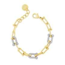 Absolute Gold Silver Plated Pave Industrial Link Bracelet B2399GL