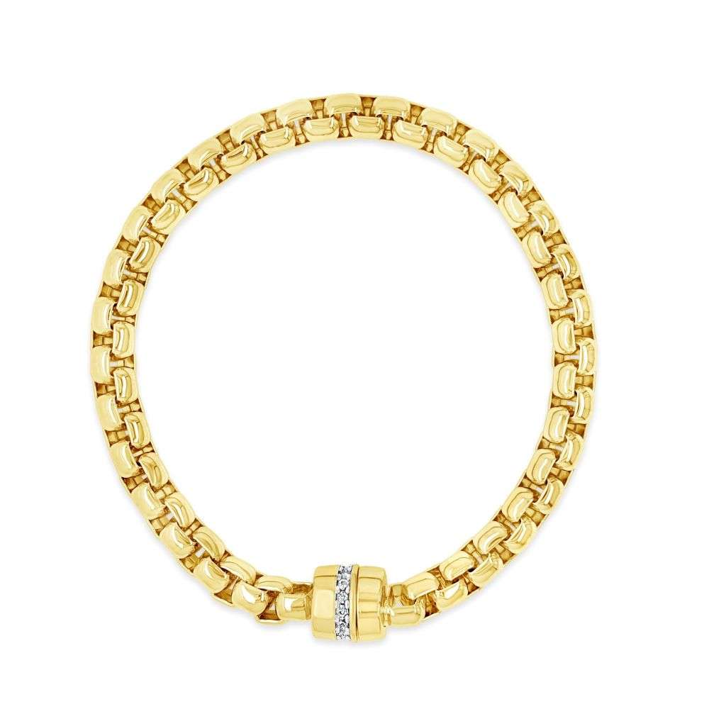B2406GL Absolute Jewellery magnetic cz set clasp gold rope style link bracelet front image