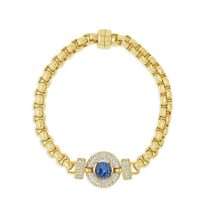 Absolute Gold Plated Bezel Set Sapphire CZ Set Bracelet B2414LS