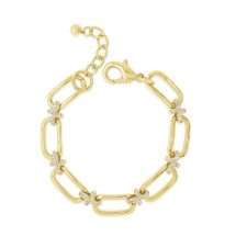 Absolute Gold Silver Plated Open CZ Link Bracelet B2415GL