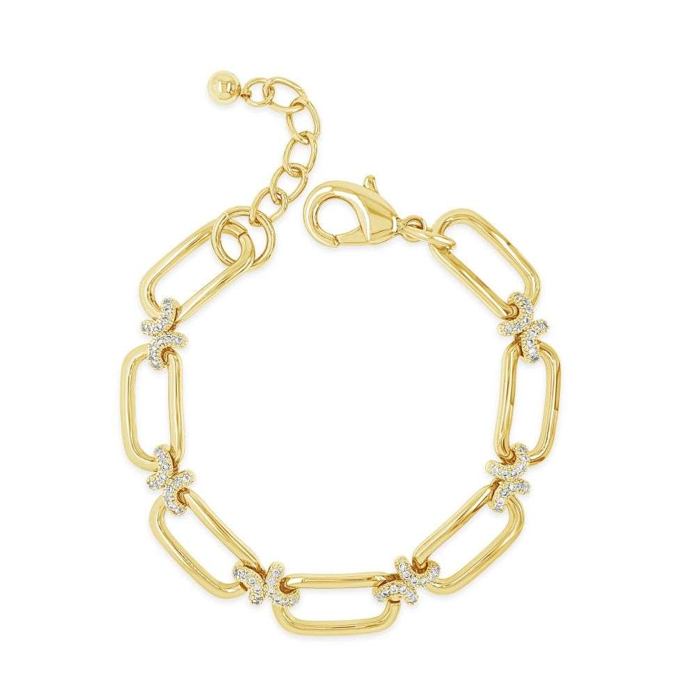 B2415GL Absolute jewellery gold kis joiner link open bracelet front image