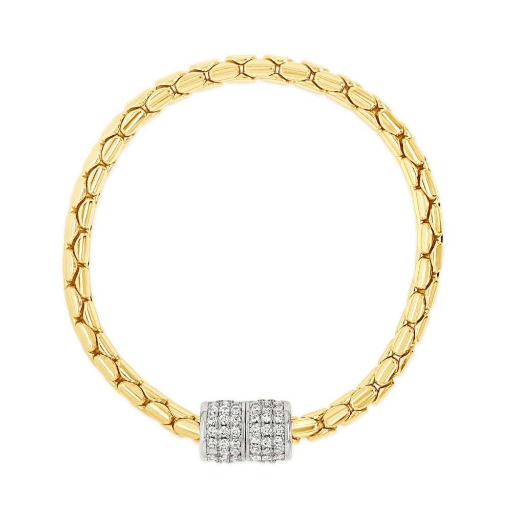 B2420GL Absolute Jewellery magnetic cz set clasp gold rope style link bracelet front image