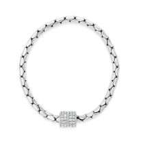 Absolute Silver Plated Magnetic CZ Popcorn Link Bracelet B2420SL