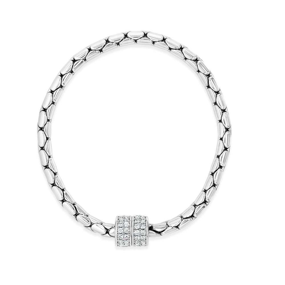B2420SL Absolute Jewellery magnetic cz set clasp silver rope style link bracelet front image