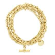 Absolute Gold Plated Triple Stack T-Bar Bracelet B2449GL