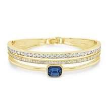 Absolute Gold Plated Triple Sapphire CZ Hinged Bangle BA262LS