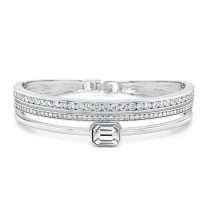 Absolute Silver Plated Pave Triple Stack CZ Bangle BA262SL