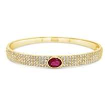 Absolute Gold Plated Bezel Set Ruby CZ Pave Set Bangle BA265FU