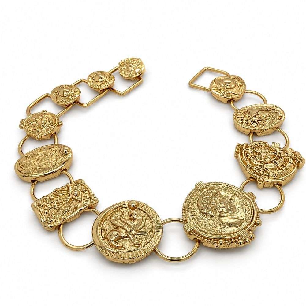 BR1832 Newbridge Gold Plated mixed coin bracelet front image
