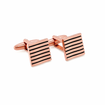 Rose Gold Plated Black Lined Square Cufflinks