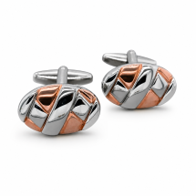 Silver And Rose Gold Plated Woven Oval Cufflinks