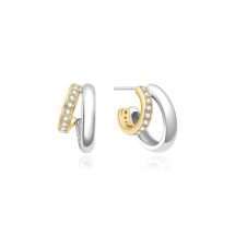 Ania Haie Gold Silver Tide Echo 2 Tone Hoop Earrings E072-05T