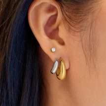 Ania Haie Gold Silver Tide Echo 2 Tone Dome Earrings E072-07T