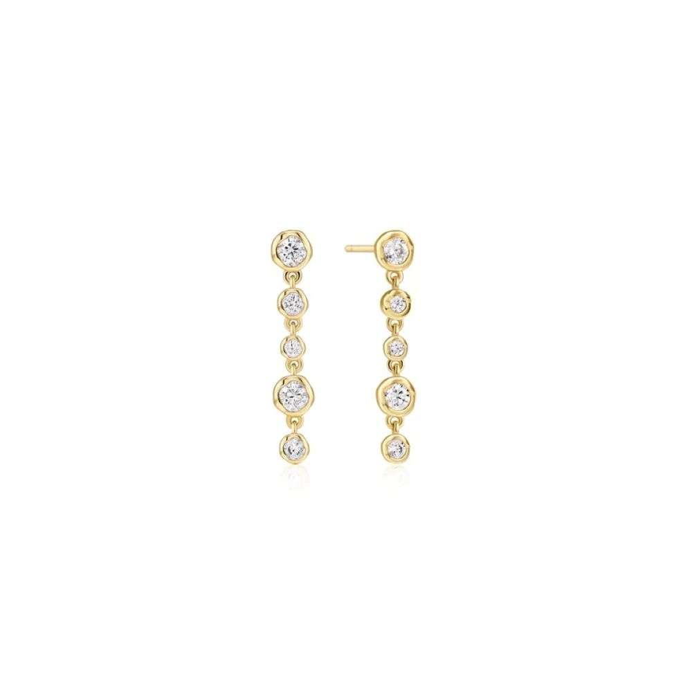 E074-06G Gold Molten Cascade Bezel-Set Drop Stud Earrings front image E074-06G Gold Molten Cascade Bezel-Set Drop Stud Earrings front image