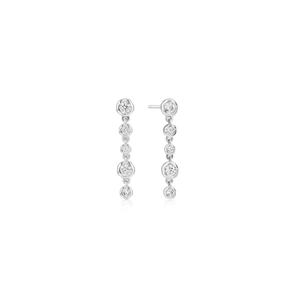 E074-06H Silver Molten Cascade Bezel-Set Drop Stud Earrings front image E074-06H Silver Molten Cascade Bezel-Set Drop Stud Earrings front image