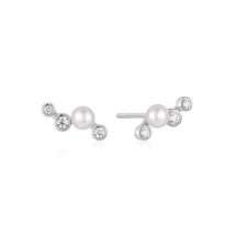 Ania Haie Silver Starlit Zig Zag Pearl CZ Earrings E074-11H