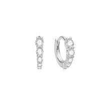 Ania Haie Silver Luna Gaze Sparkle Huggie Earrings E075-03H