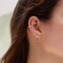 Ania Haie Silver Luna Gaze Sparkle Huggie Earrings E075-03H