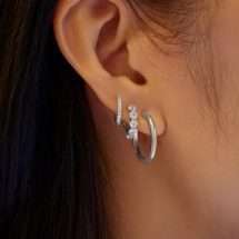 Ania Haie Silver Luna Gaze Sparkle Hoop Earrings E075-05H