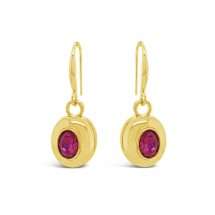 Absolute Gold Plated Bezel Set Ruby CZ Drop Earrings E2387FU