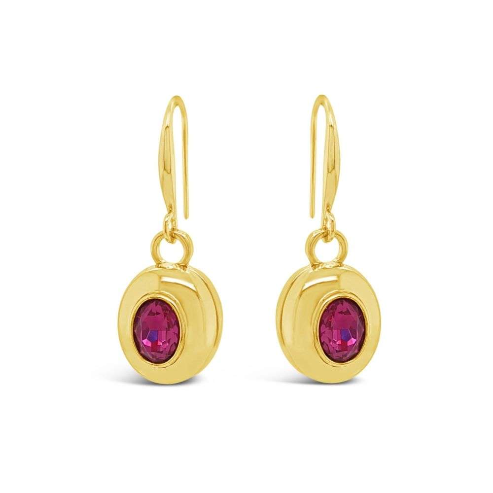 E2387FU Absolute jewellery gold panther link ruby cz centre earrings front image