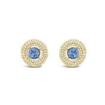 Absolute Gold Plated Bezel Set Sapphire CZ Stud Earrings E2414LS