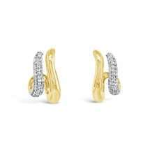 Absolute Gold Silver CZ Wave Design Stud Earrings E2425MX