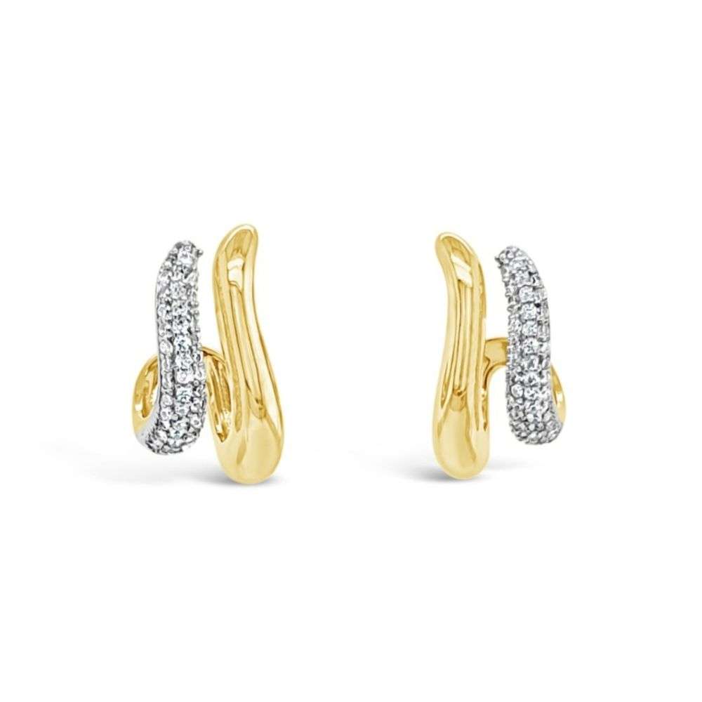 E2425MX Absolute jewellery gold silver cz set curved stud earrings front image