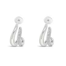 Absolute Silver Plated Pave CZ Plain Curve Earrings E2425SL