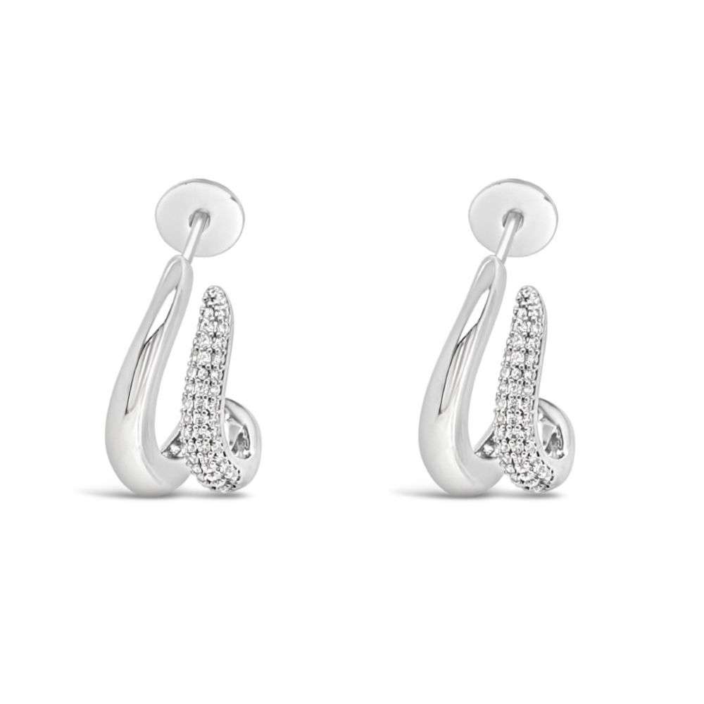 E2425SL Absolute jewellery silver cz set curved stud earrings front image