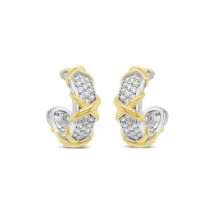 Absolute Gold Silver Plated Pave Kiss Link Earrings E2438MX