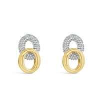 Absolute Gold Silver Plated CZ Open Oval Earrings E2442MX