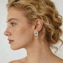 Absolute Gold Silver Plated CZ Open Oval Earrings E2442MX