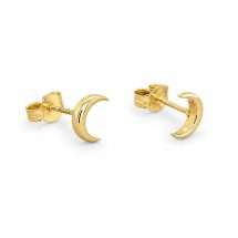 9ct Yellow Gold Polished Crescent Moon Stud Earrings