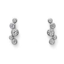 Sterling Silver Bezel CZ Slight Drop Earrings