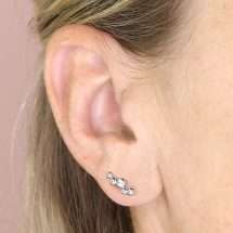 Sterling Silver Bezel CZ Slight Drop Earrings