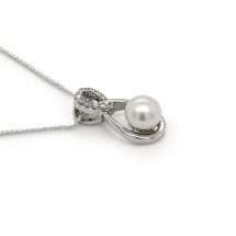 Sterling Silver CZ And Pearl Infinity Pendant