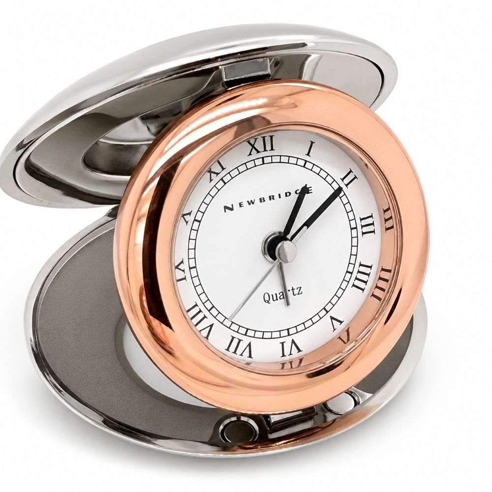 J3370CK Newbridge fold up travel clock open image J3370CK Newbridge fold up travel clock open image