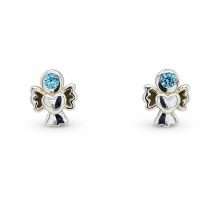 Sterling Silver March Birthstone Angel Earrings
