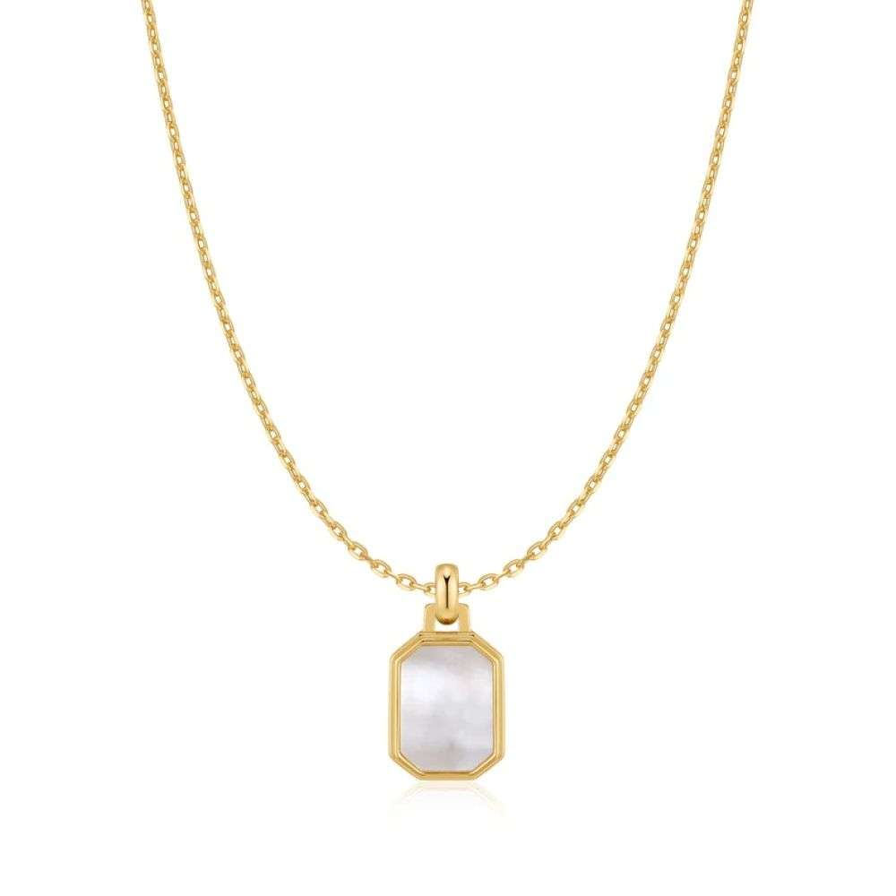 N072-02G Gold Square Mother-of-Pearl Necklace front image N072-02G Gold Square Mother-of-Pearl Necklace front image