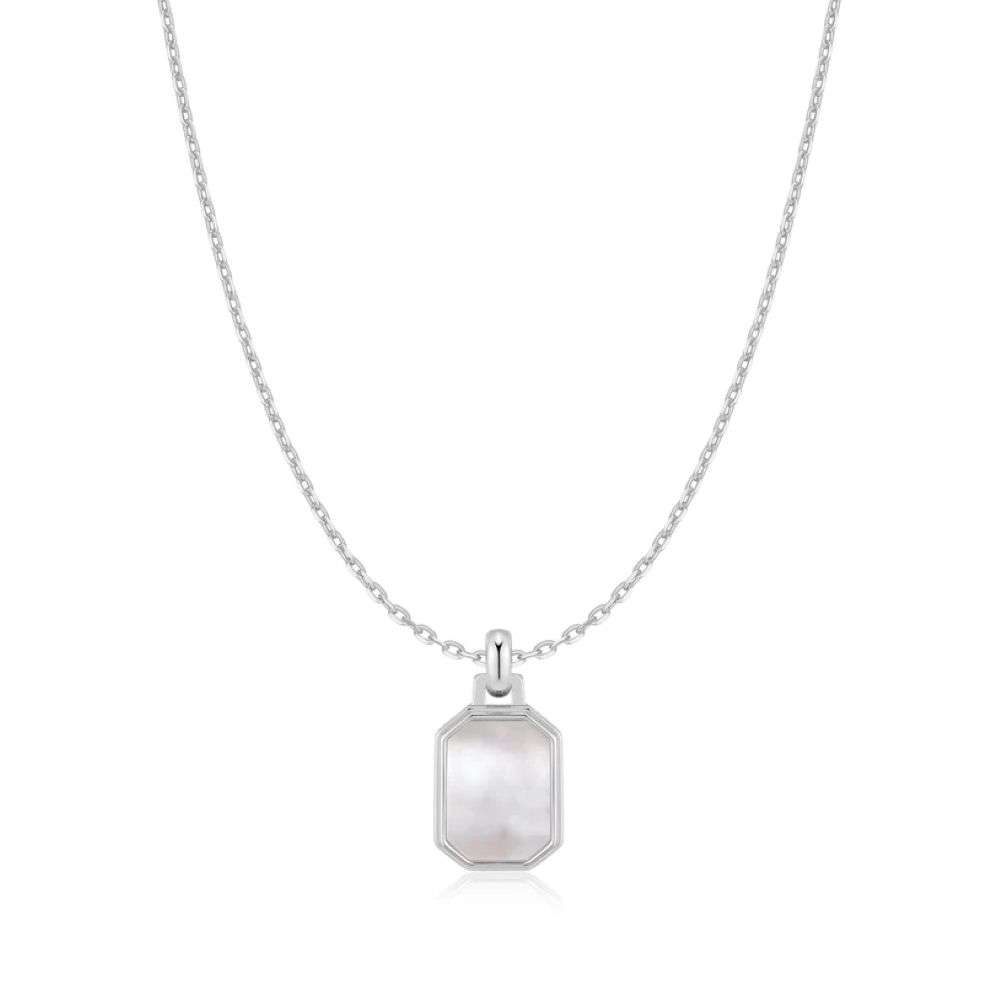 N072-02H Silver Square Mother-of-Pearl Necklace front image N072-02H Silver Square Mother-of-Pearl Necklace front image