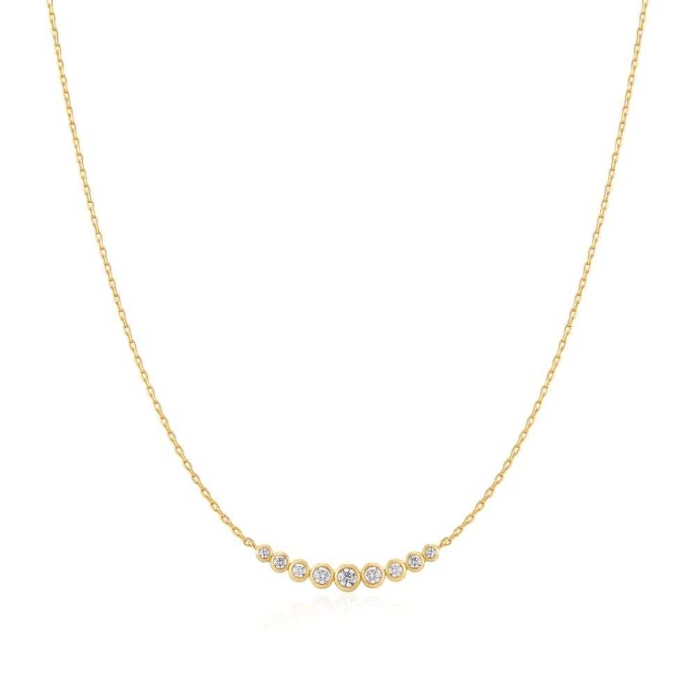 N075-08G Gold Graduated Bezel-Set Necklace front image