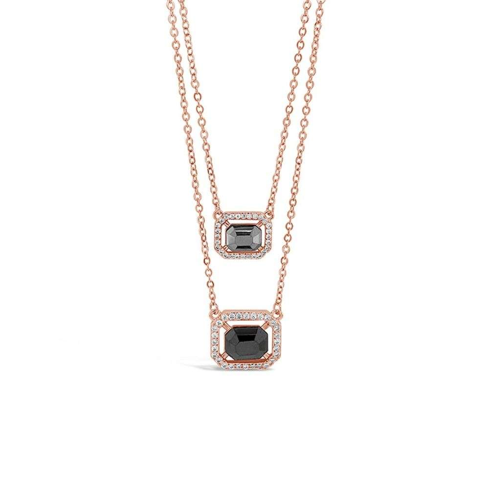 N2170BK Absolute rose gold hematite layered necklace front image